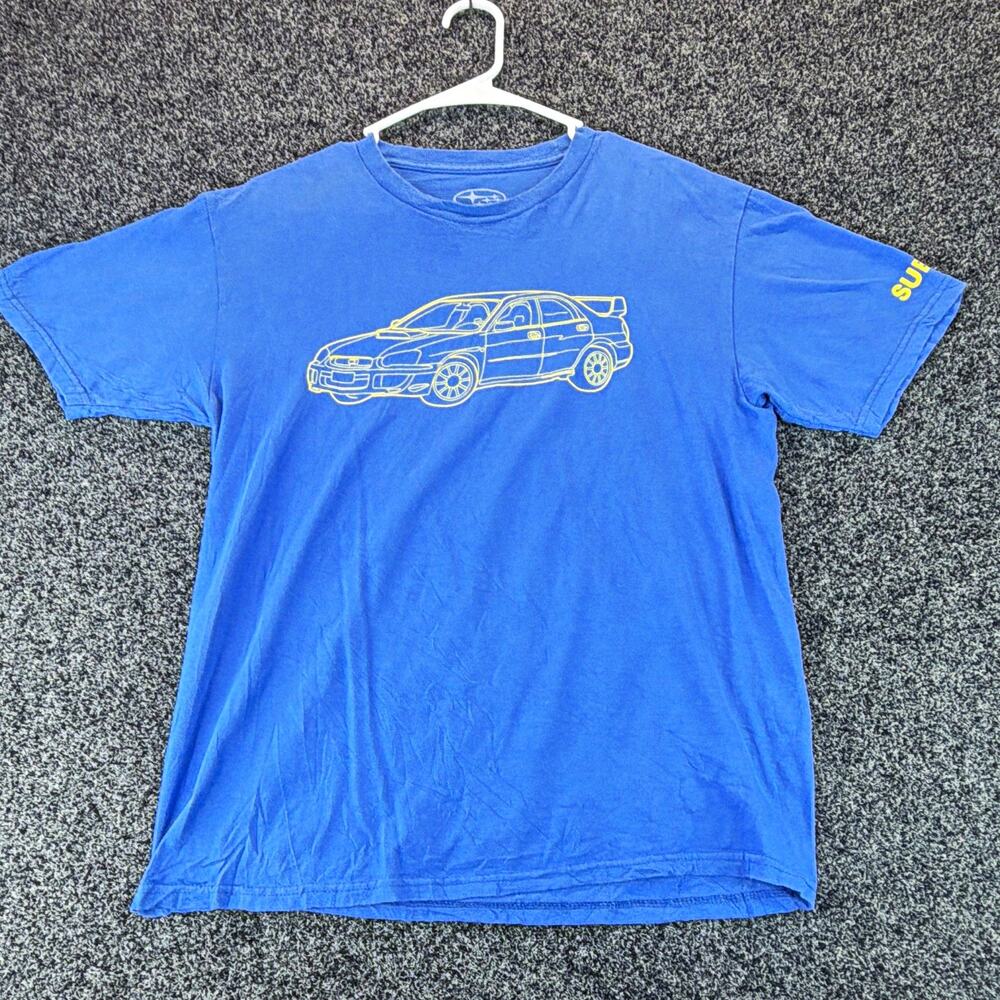 Subaru Logo Graphic Men's Blue Crew Neck Short Sleeve Knit T-Shirt M Regular